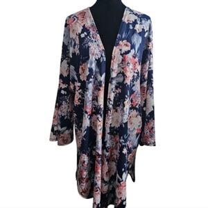Floral Kimono Cardigan With Bell Sleeves